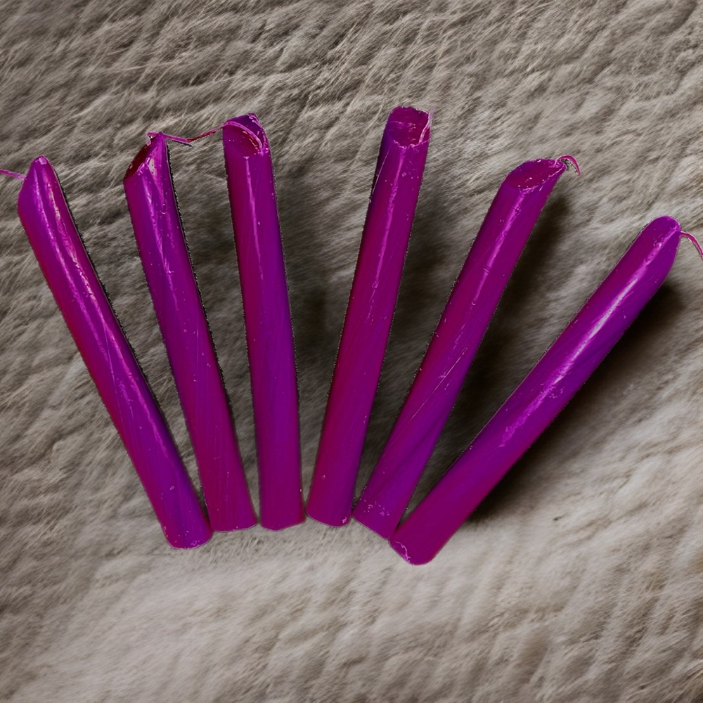 Unscented Purple Color Tapered Drip Candles.